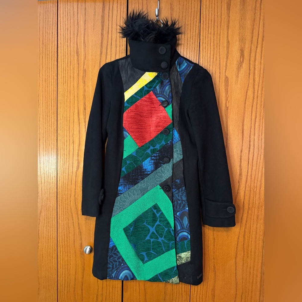 Desigual Black Jacket with Colorful Embroidery - Picture 3 of 11